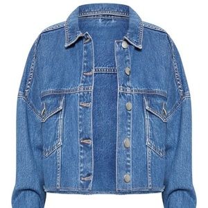 Mid Wash Raw Edge Denim Jacket